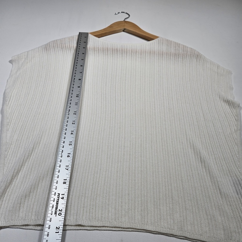 Uniqlo Knit Top Womens XS Off White Ribbed Dolman Sleeve Boat Neck Sweater - Picture 6 of 8